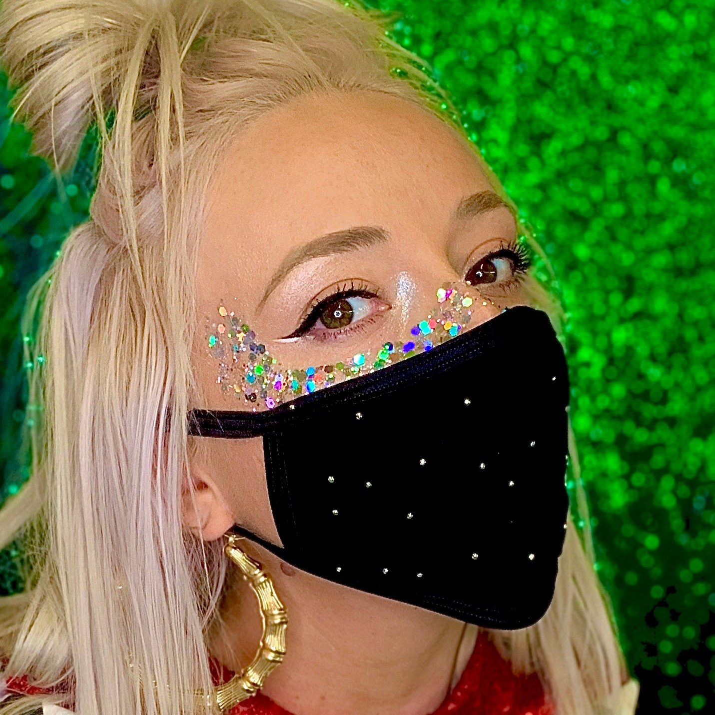 Body Zone Rhinestone Face Mask - 1007ME - 10 Colors Available